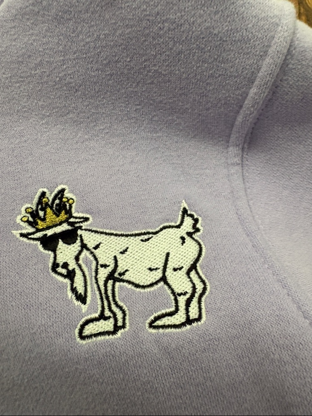 Kids Lavender Hoodie with Embroidered Goat Graphic - Picture 3 of 7